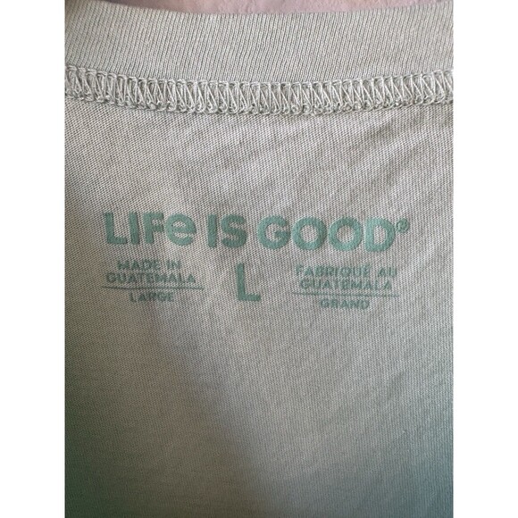 Life Is Good Green Sailing Graphic Crop T-Shirt Women's Size Large Round Neck - Picture 2 of 3